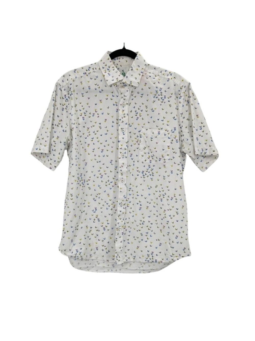 Alan Flusser Butterfly Print Button Up Shirt Preppy Vacation Smart Casual Size L